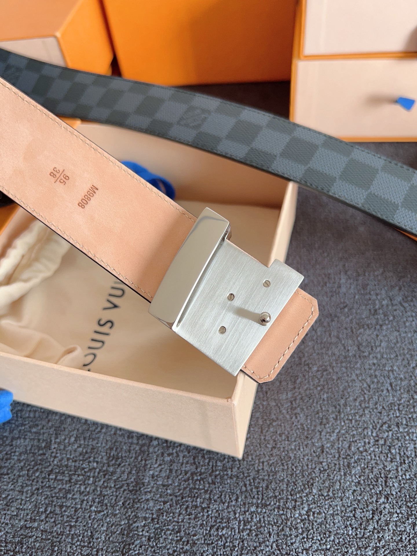 Louis Vuitton Men's Damier Graphite LV Initiales 40mm Belt