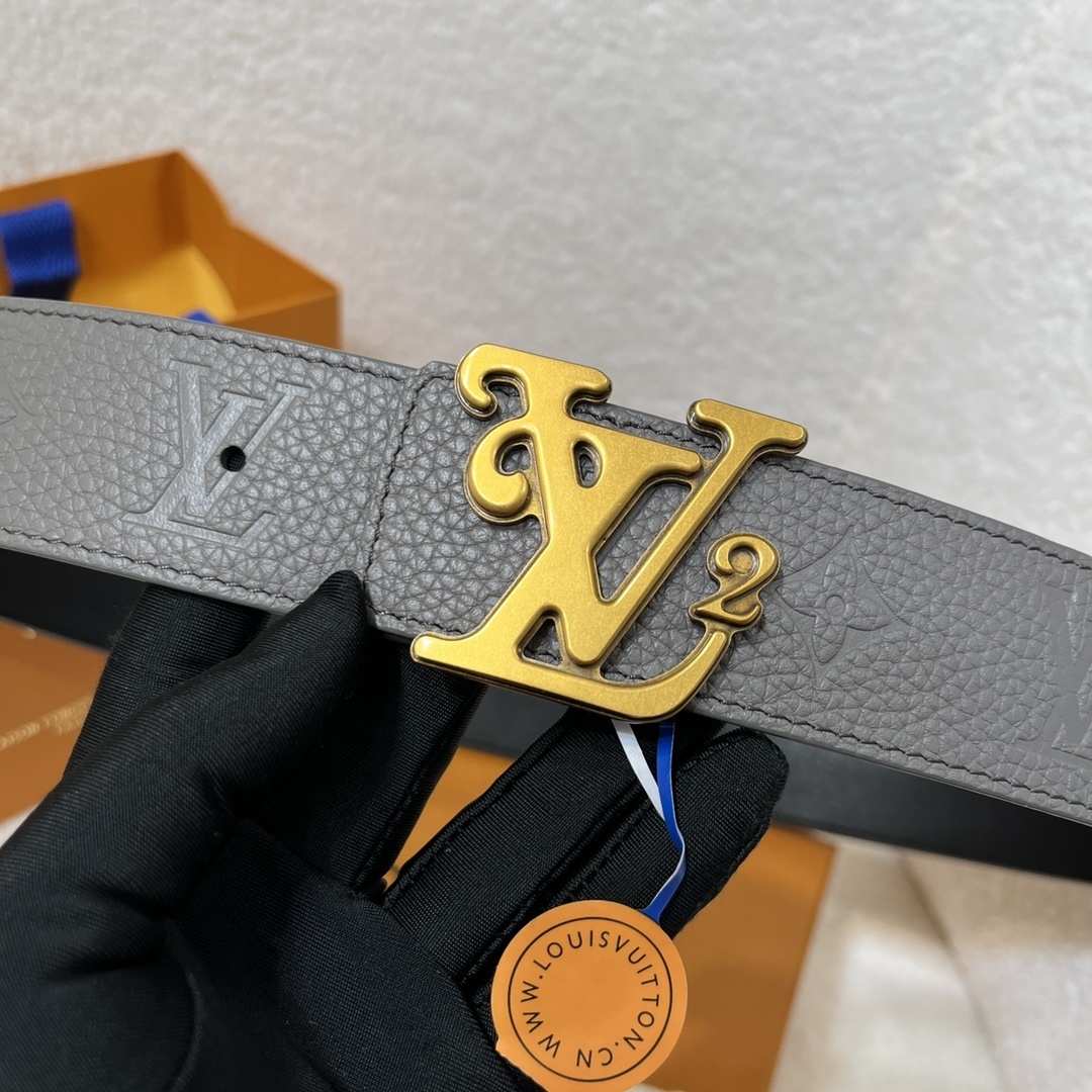 Louis Vuitton x Nigo LV² Gray Monogram Leather Belt for Men
