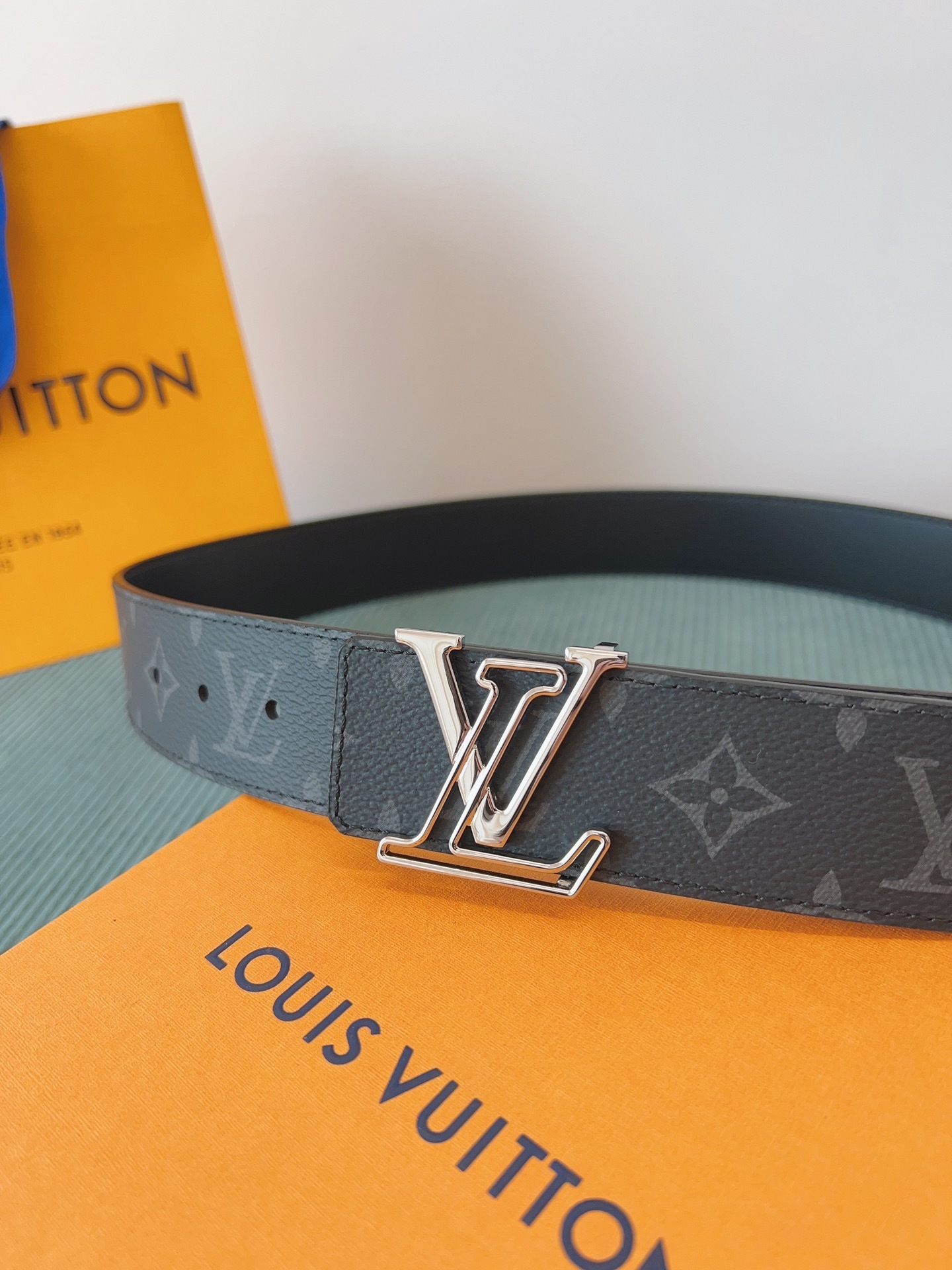 Louis Vuitton LV Initiales 40mm Monogram Eclipse Silver Belt