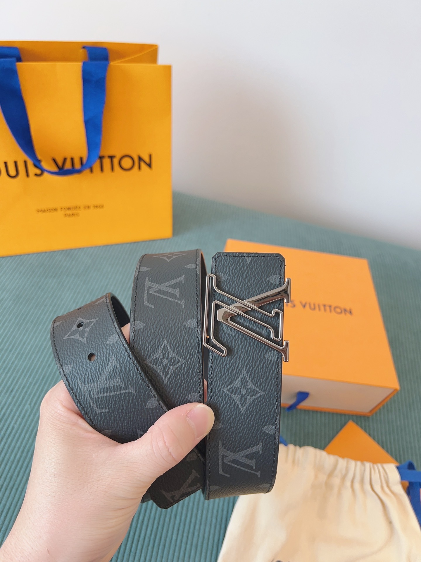 Louis Vuitton LV Initiales 40mm Belt Monogram Eclipse Silver Buckle