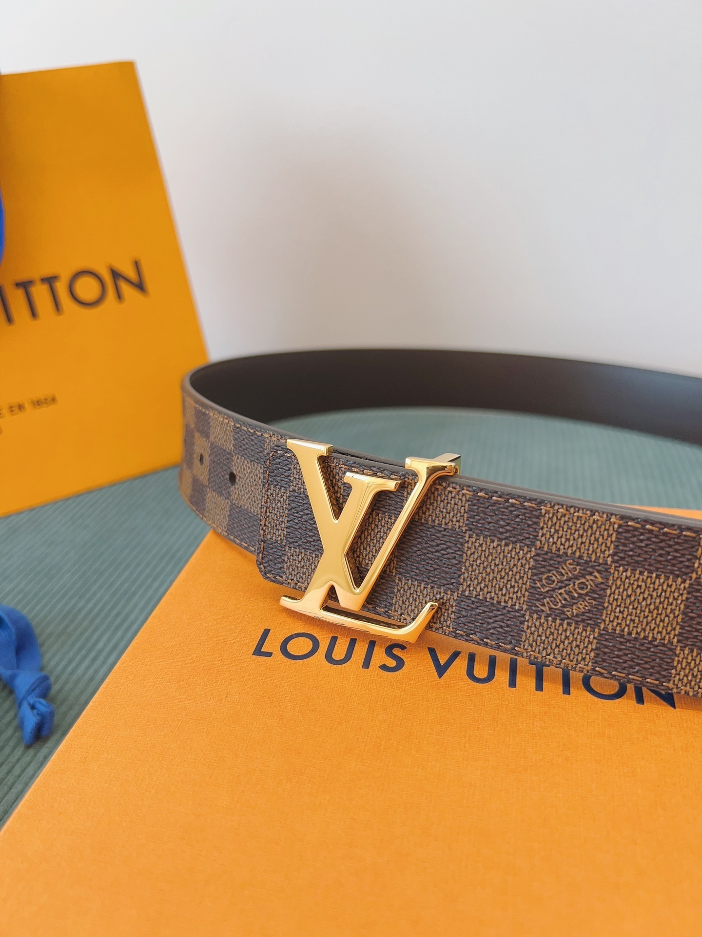 Louis Vuitton LV Initiales 40mm Reversible Belt in Damier Ebene
