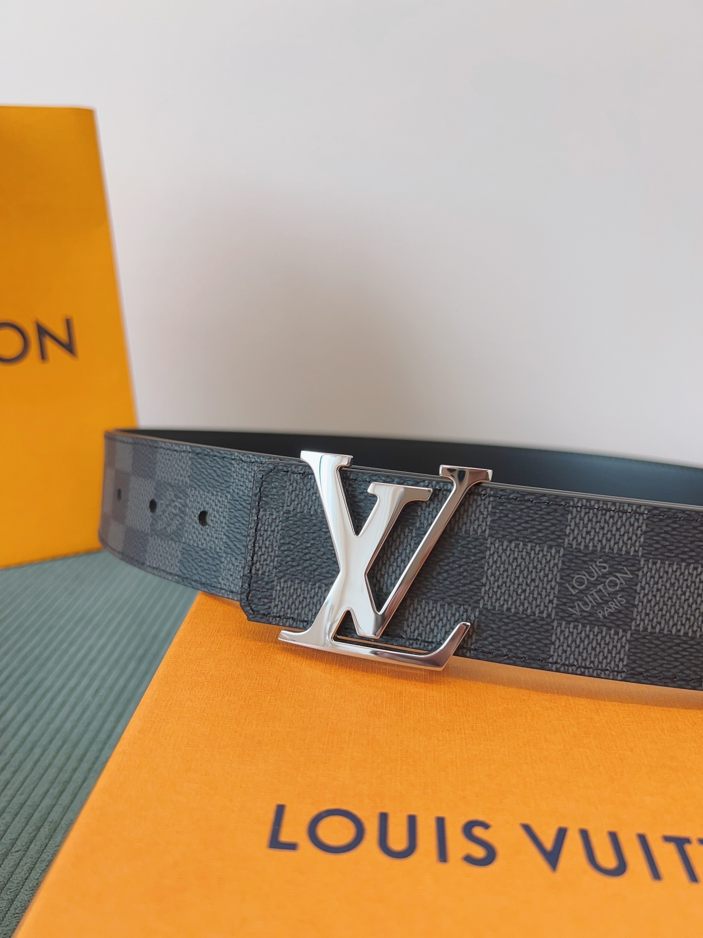 Louis Vuitton LV Initiales 40mm Damier Graphite Canvas Men's Belt
