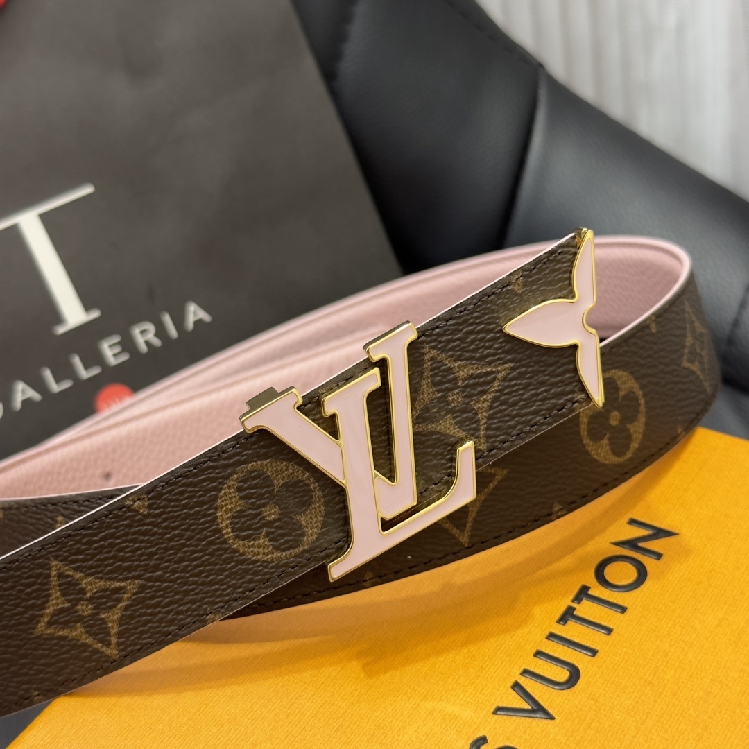Louis Vuitton LV Initiales Monogram Belt with Pink Accents