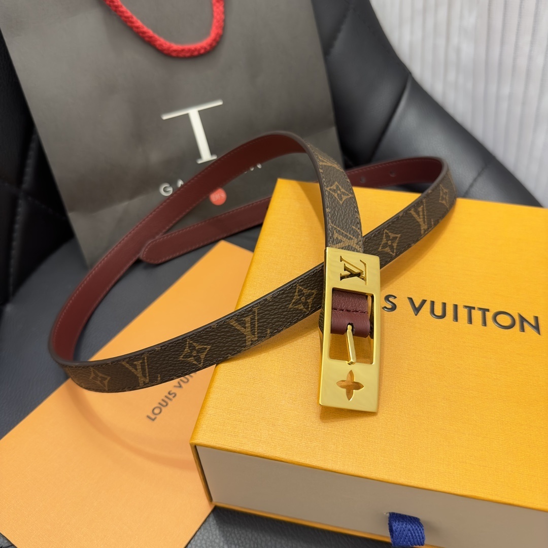 Louis Vuitton Women's Monogram Canvas Belt with Gold Buckle