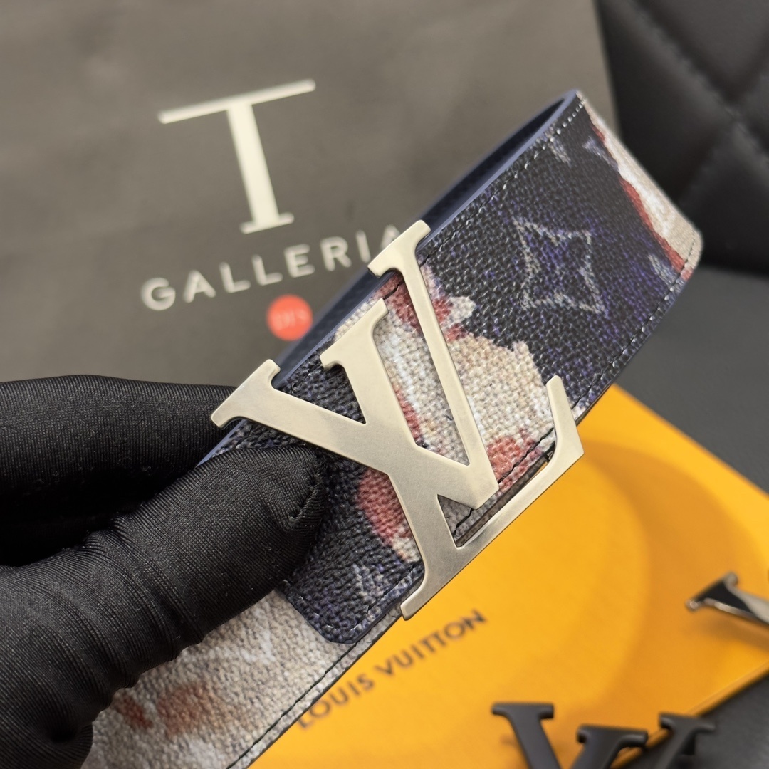 Louis Vuitton Monogram Floral Leather Belt with Iconic LV Buckle