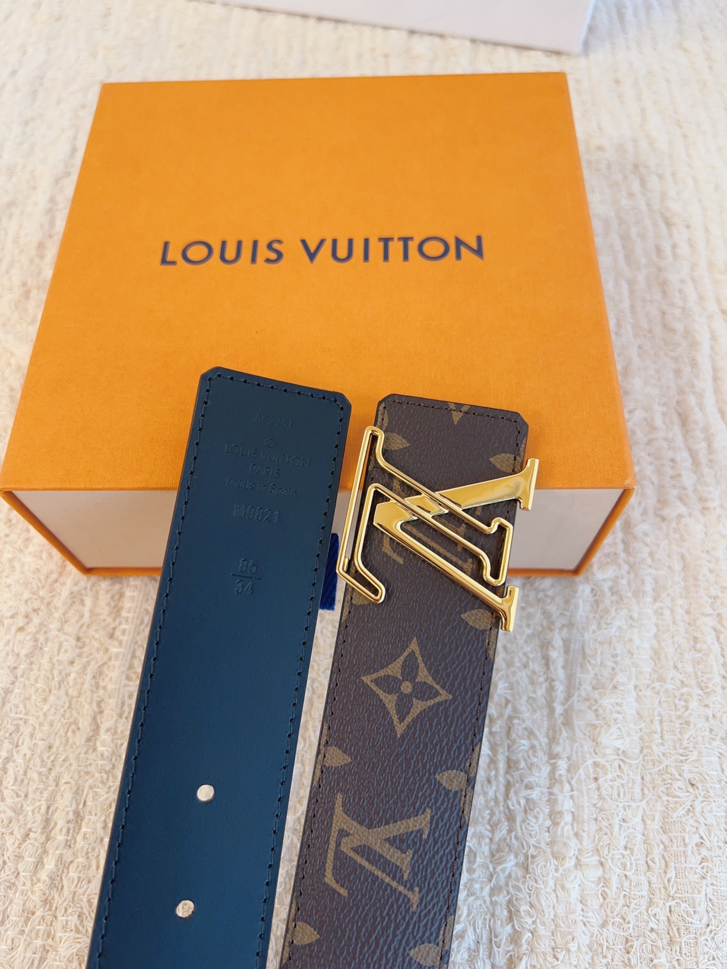 Louis Vuitton Monogram Belt with Gold LV Initiales Buckle