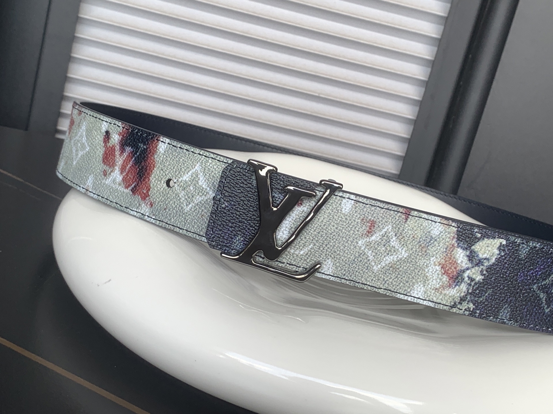 Louis Vuitton Initiales Watercolor Monogram Designer Leather Belt