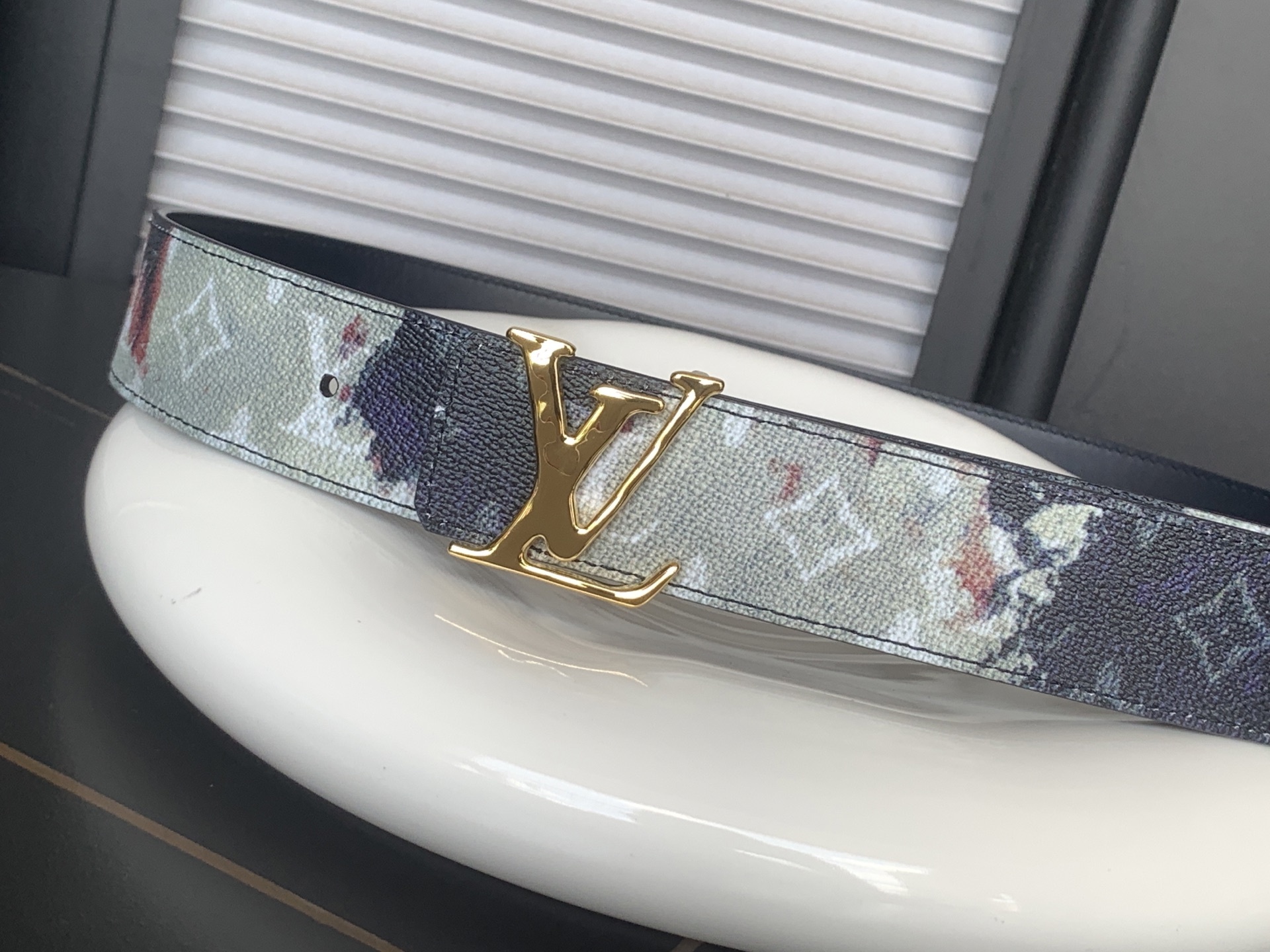 Louis Vuitton Watercolor Monogram Canvas Belt with Gold Buckle