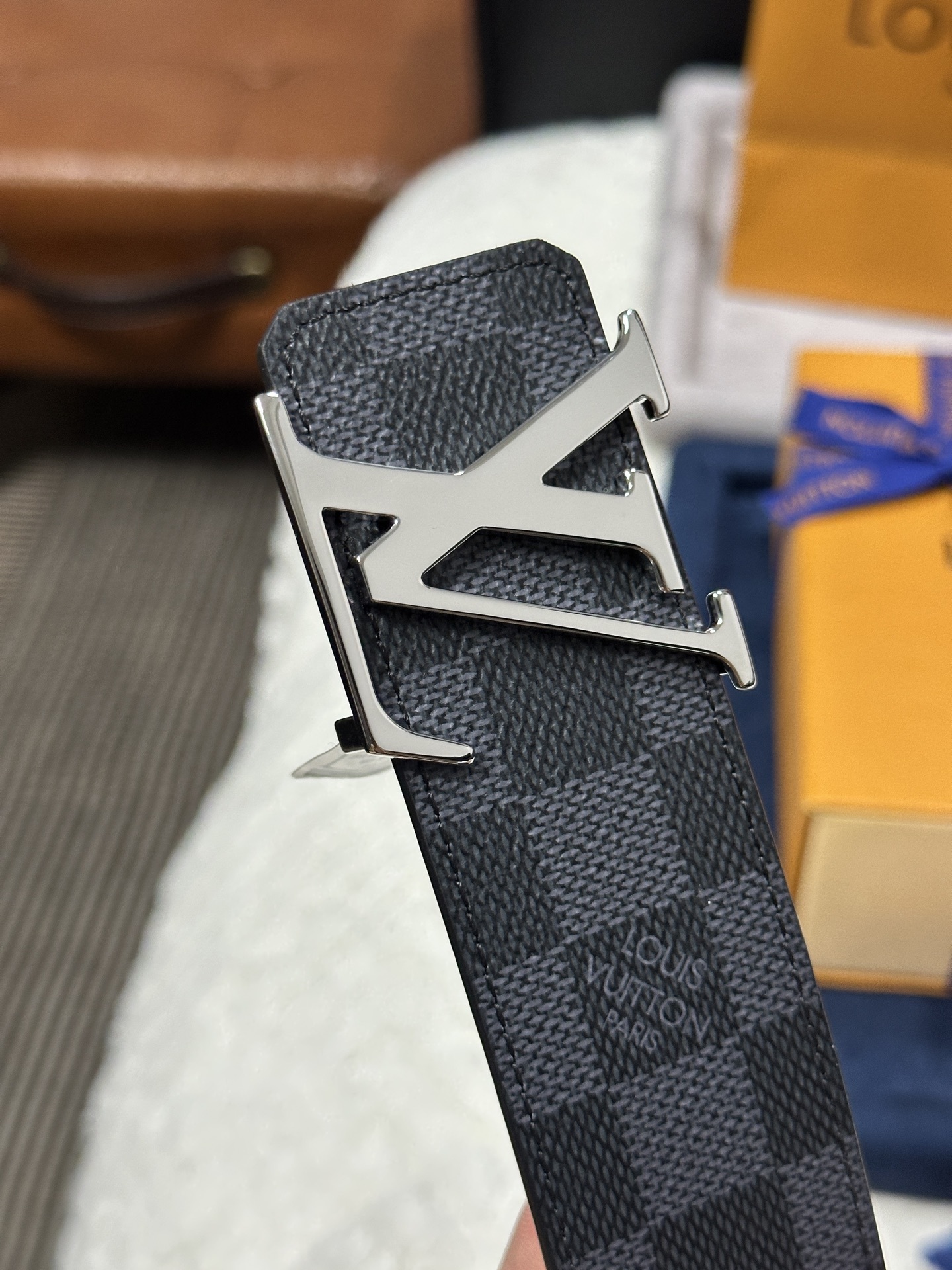 Louis Vuitton LV Initiales 40mm Belt in Damier Graphite Canvas