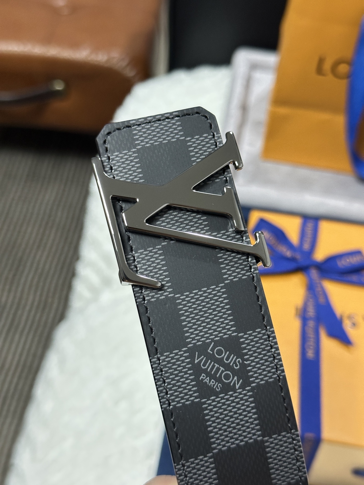Louis Vuitton Men's LV Initiales Belt in Damier Graphite Canvas