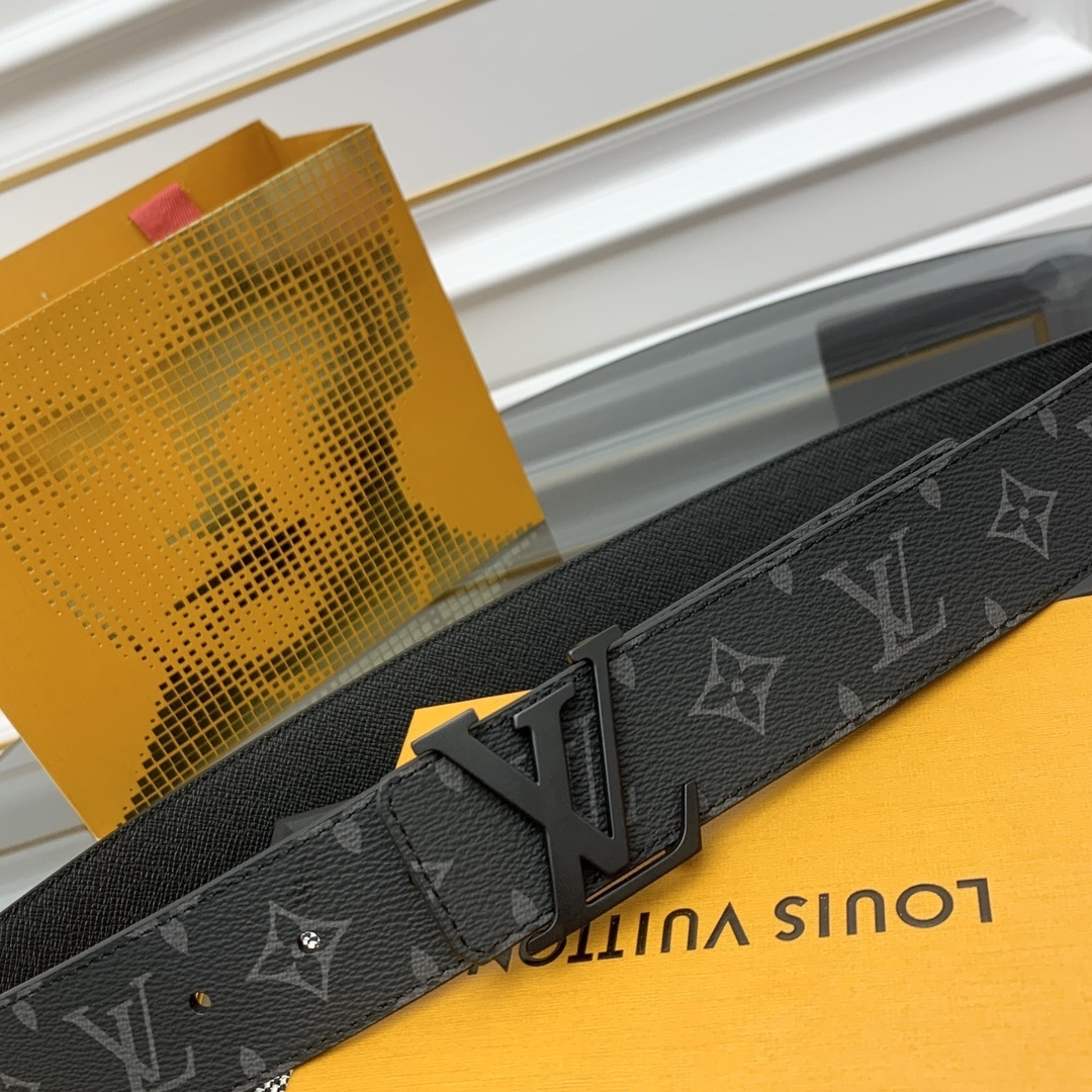 Louis Vuitton LV Initiales 40mm Reversible Matte Black Belt