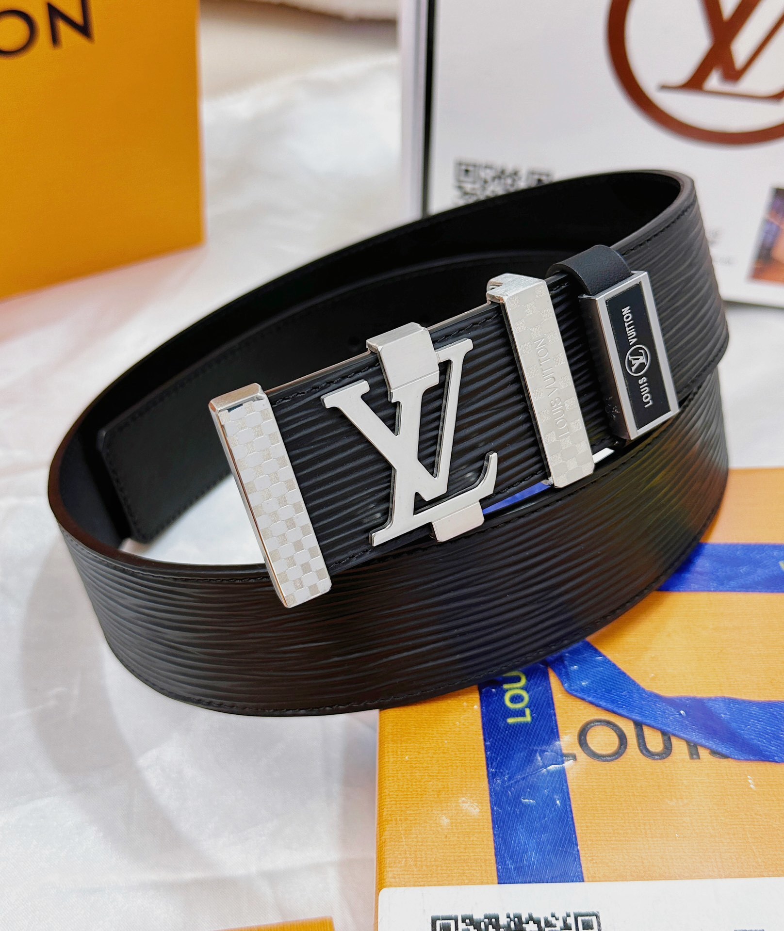Louis Vuitton Men's Epi Leather Belt with LV Initials Buckle
