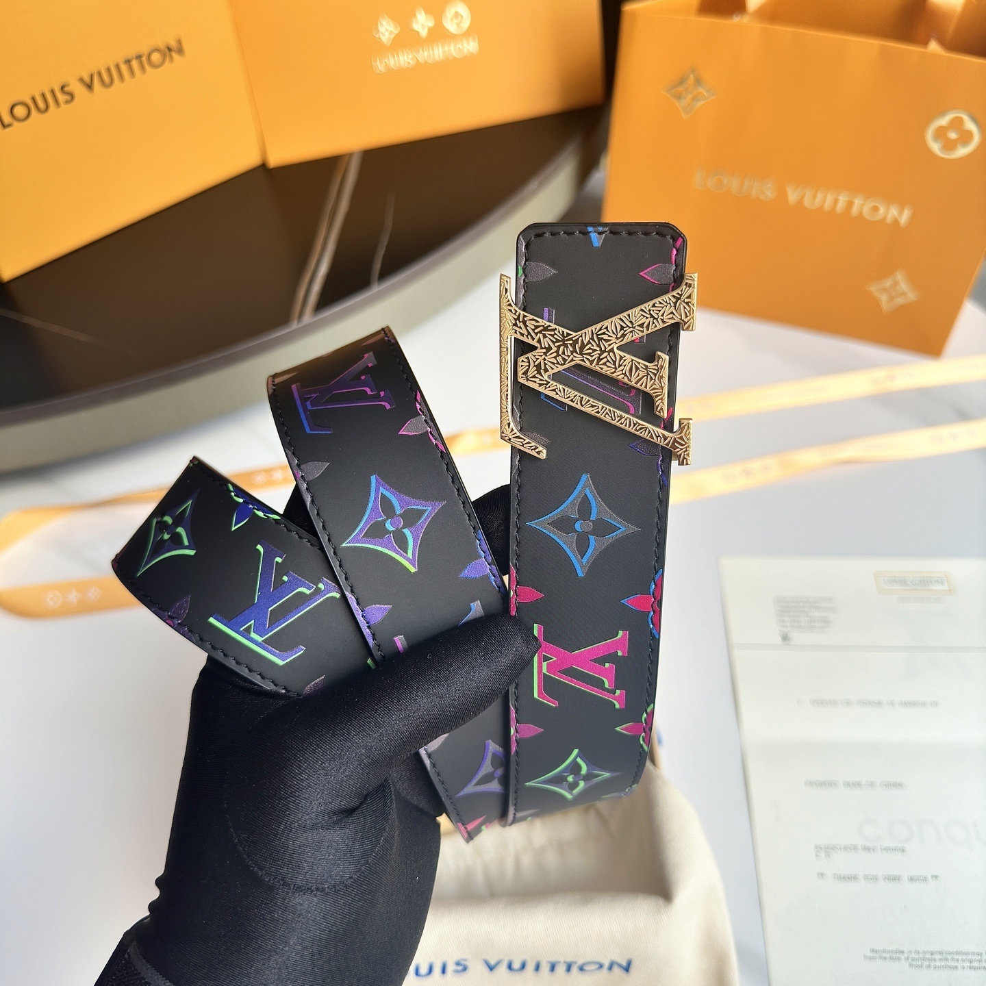 Louis Vuitton LV Initiales 40mm Multicolor Monogram Leather Belt