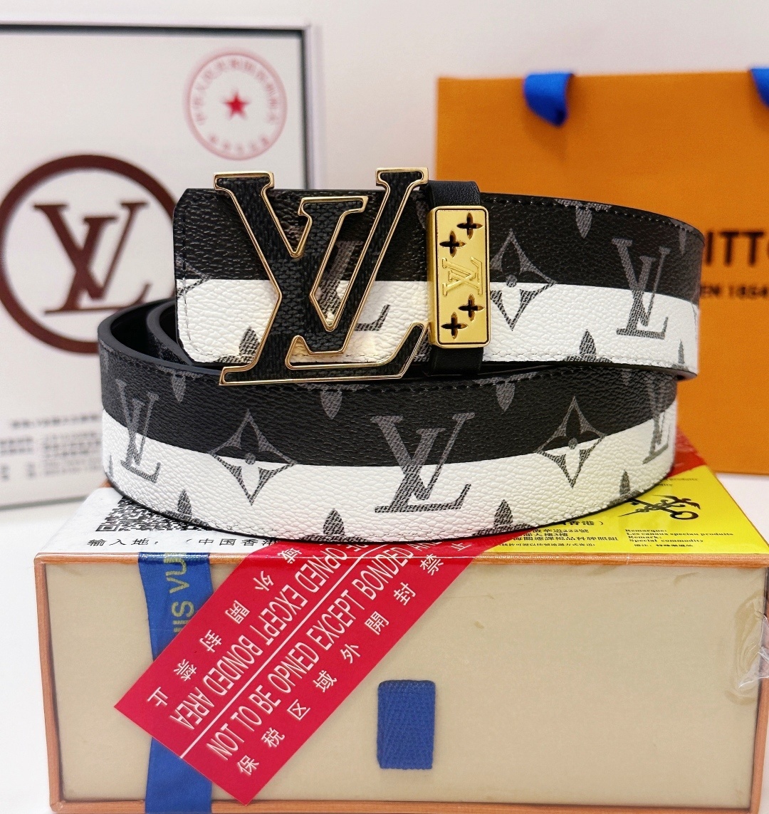 Louis Vuitton LV Initial Monogram Canvas Bi-Color Belt for Men