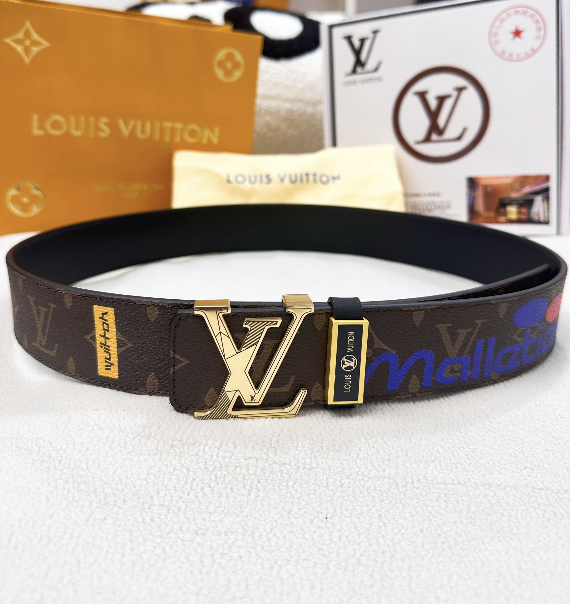Louis Vuitton Monogram Canvas Liberty Belt with Gold LV Buckle