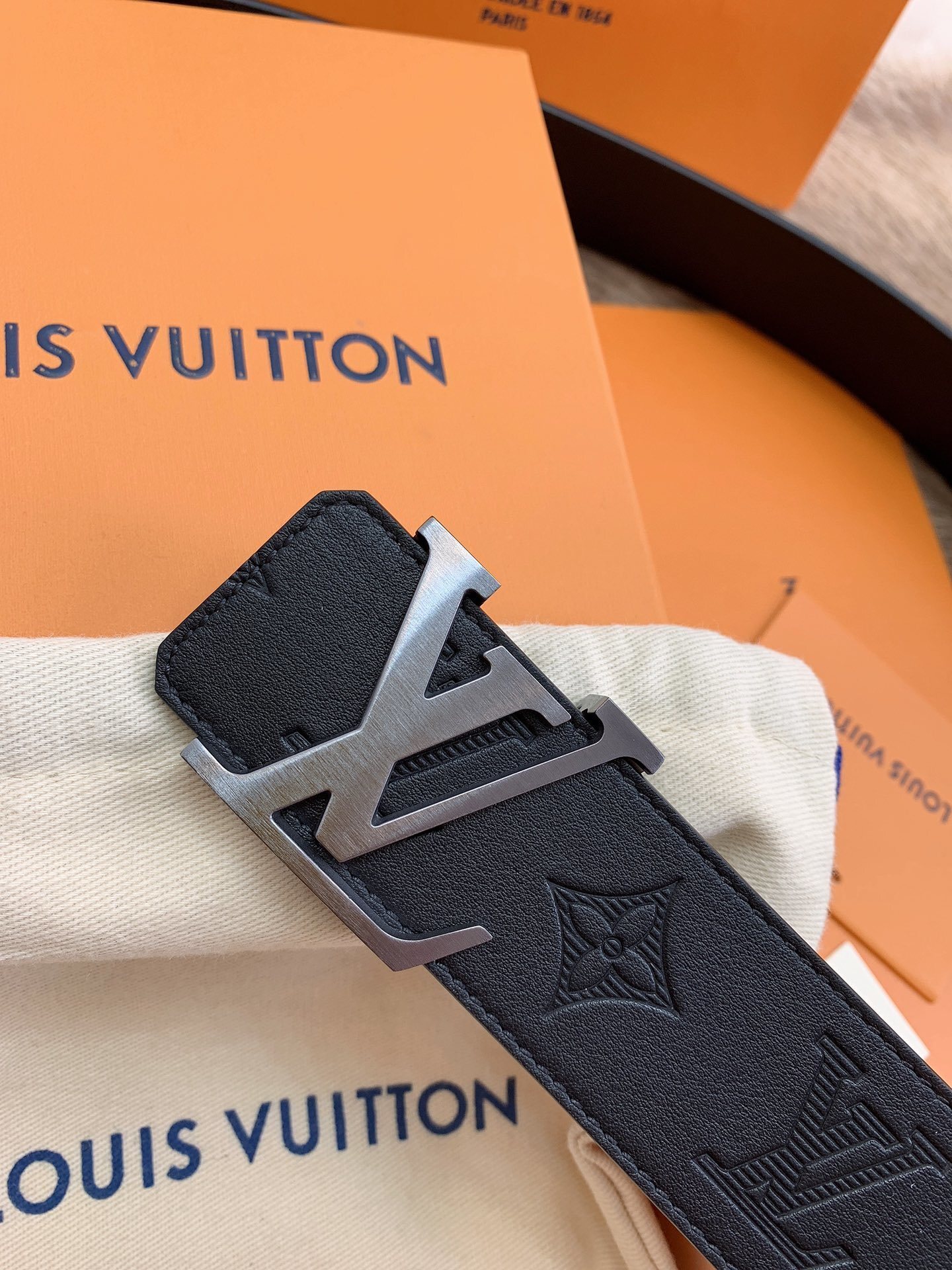 Louis Vuitton LV Initial Black Monogram Shadow Leather Belt