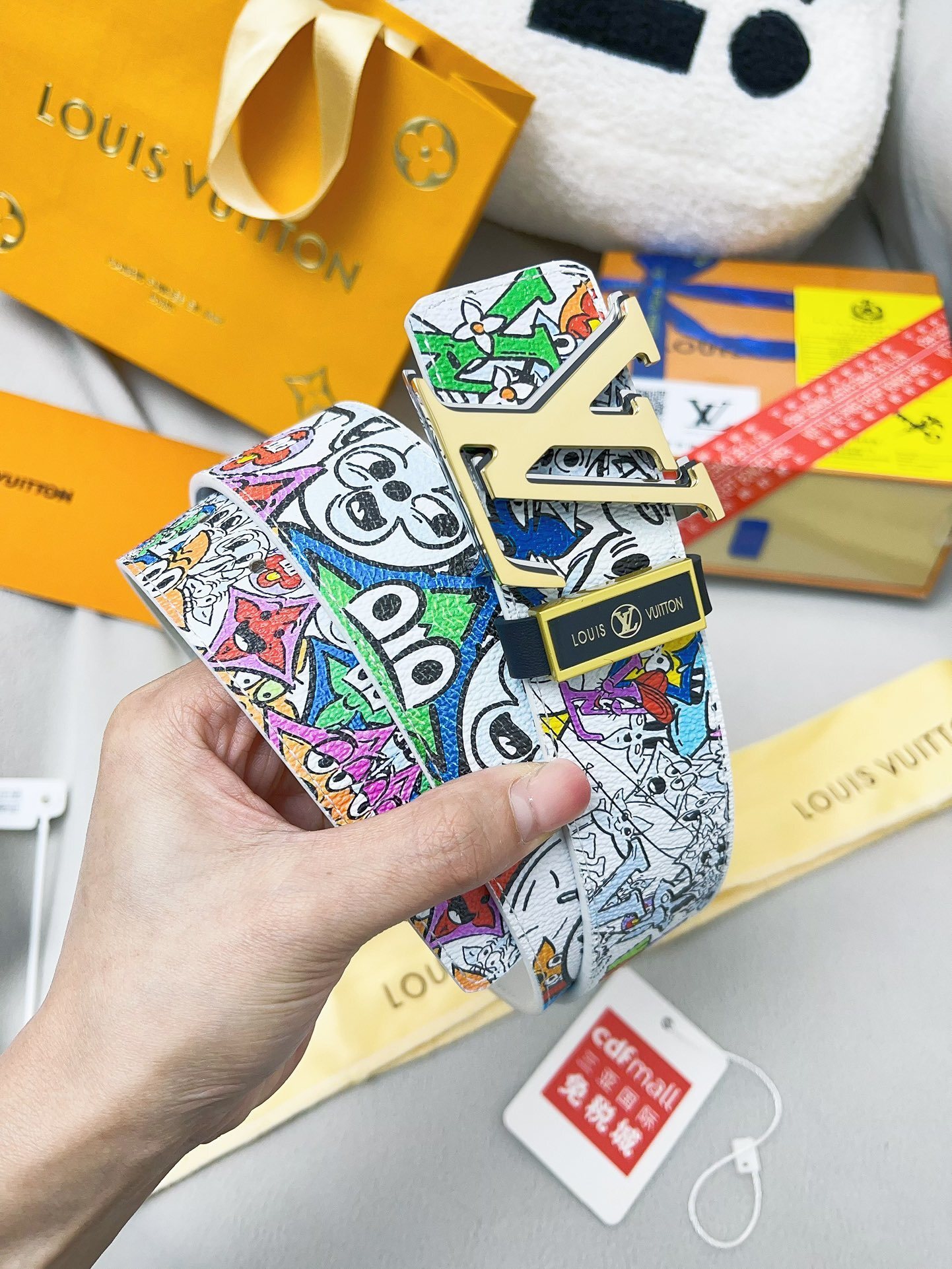 Louis Vuitton LV Initial SS23 Cartoon Print Men's Leather Belt