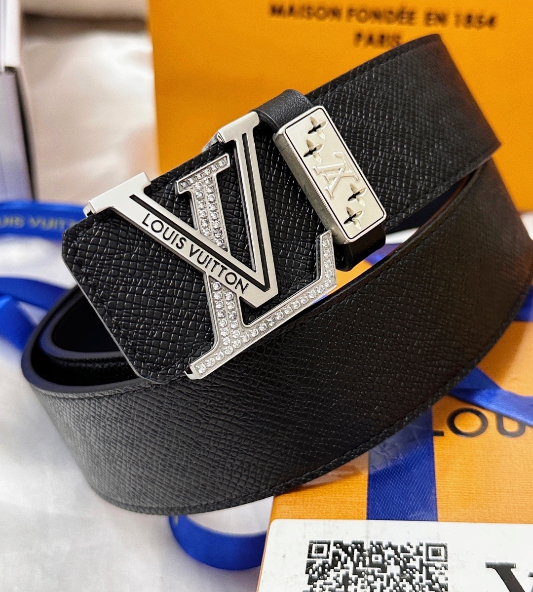 Luxury LV Crystal Buckle Leather Belt for Men - Premium Quality