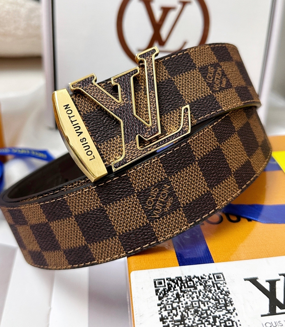 Louis Vuitton LV Initiales Damier Ebene & Graphite Leather Belt