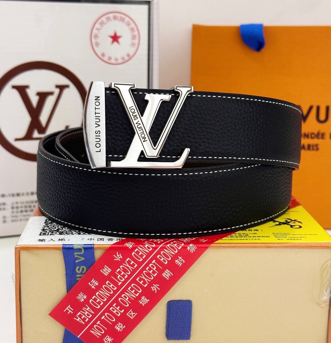 Louis Vuitton Reversible Leather Belt - Silver & Gold LV Buckles