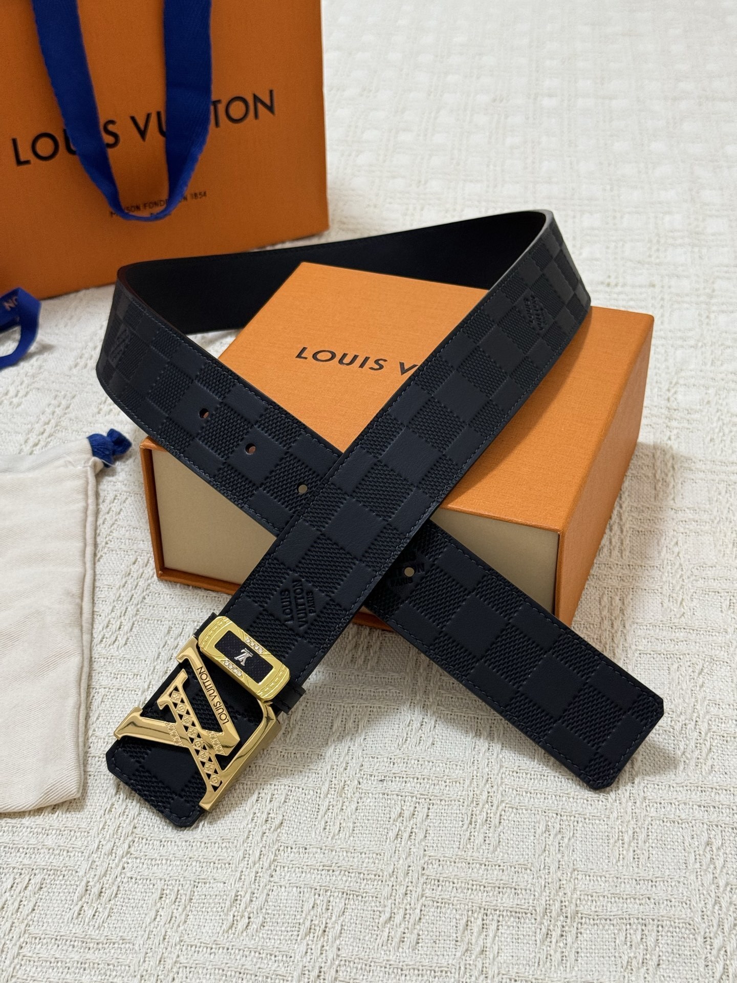Louis Vuitton LV Initial Damier Infini Leather Belt - Gold Buckle