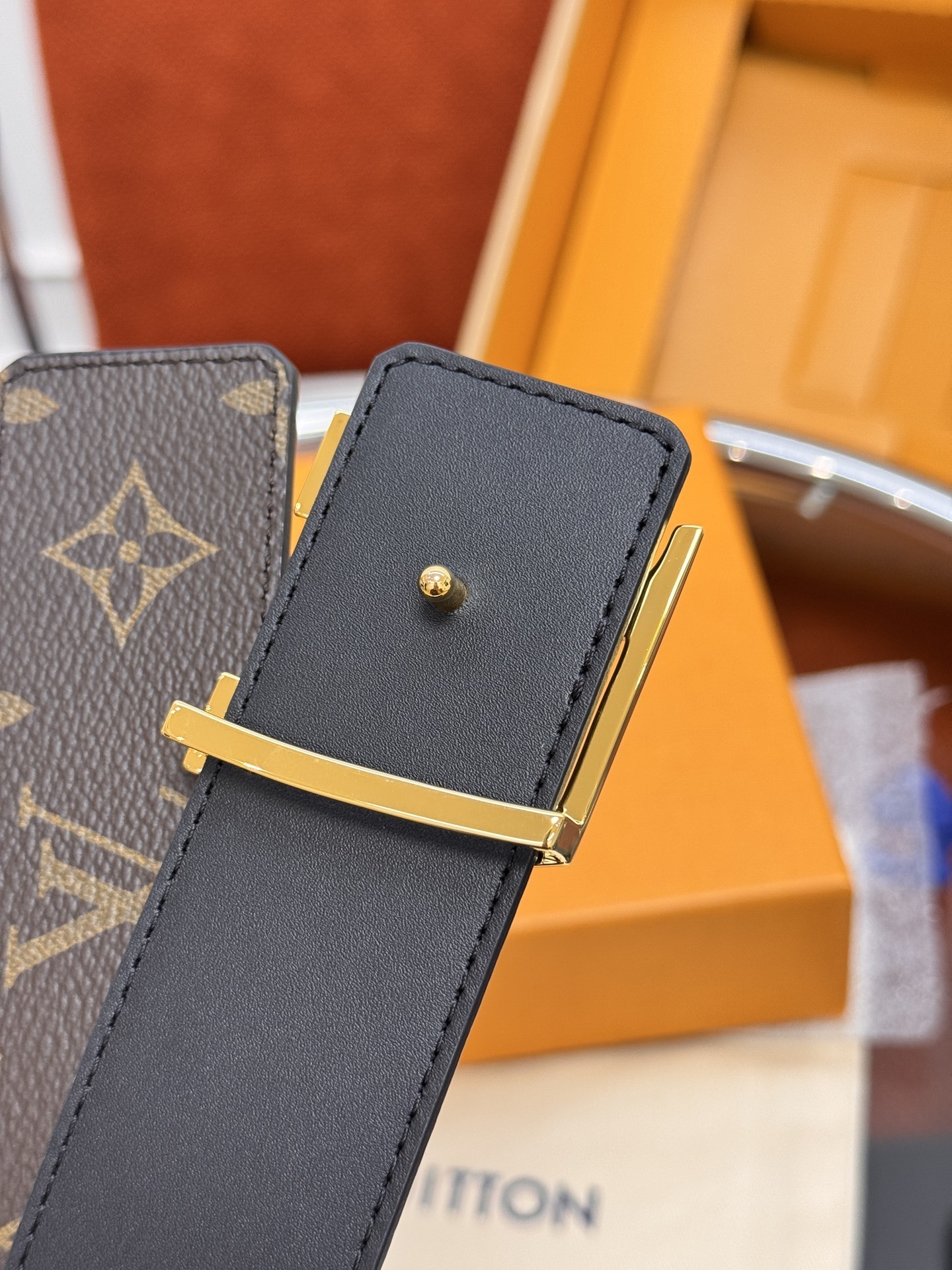 LV Initial 40mm Belt Monogram Canvas with Gold Buckle