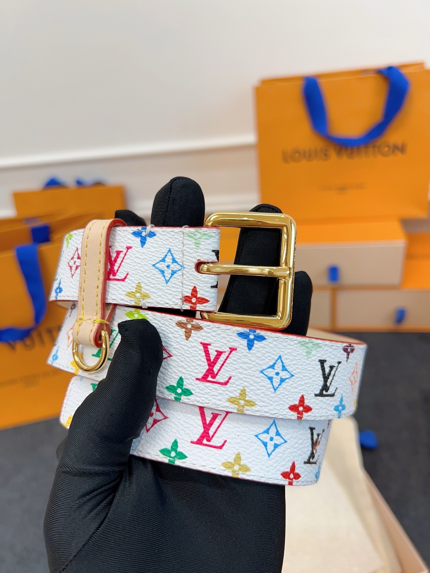 Louis Vuitton x Takashi Murakami Monogram Multicolor D-Ring 30mm Belt