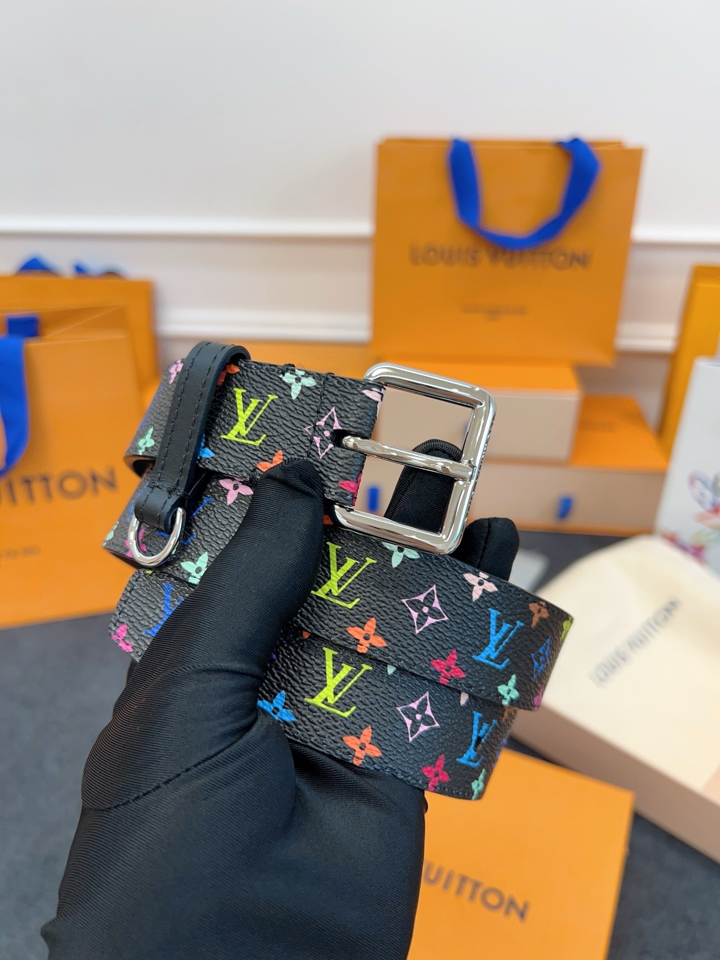 Louis Vuitton x Takashi Murakami Multicolor Monogram D-Ring 30mm Belt