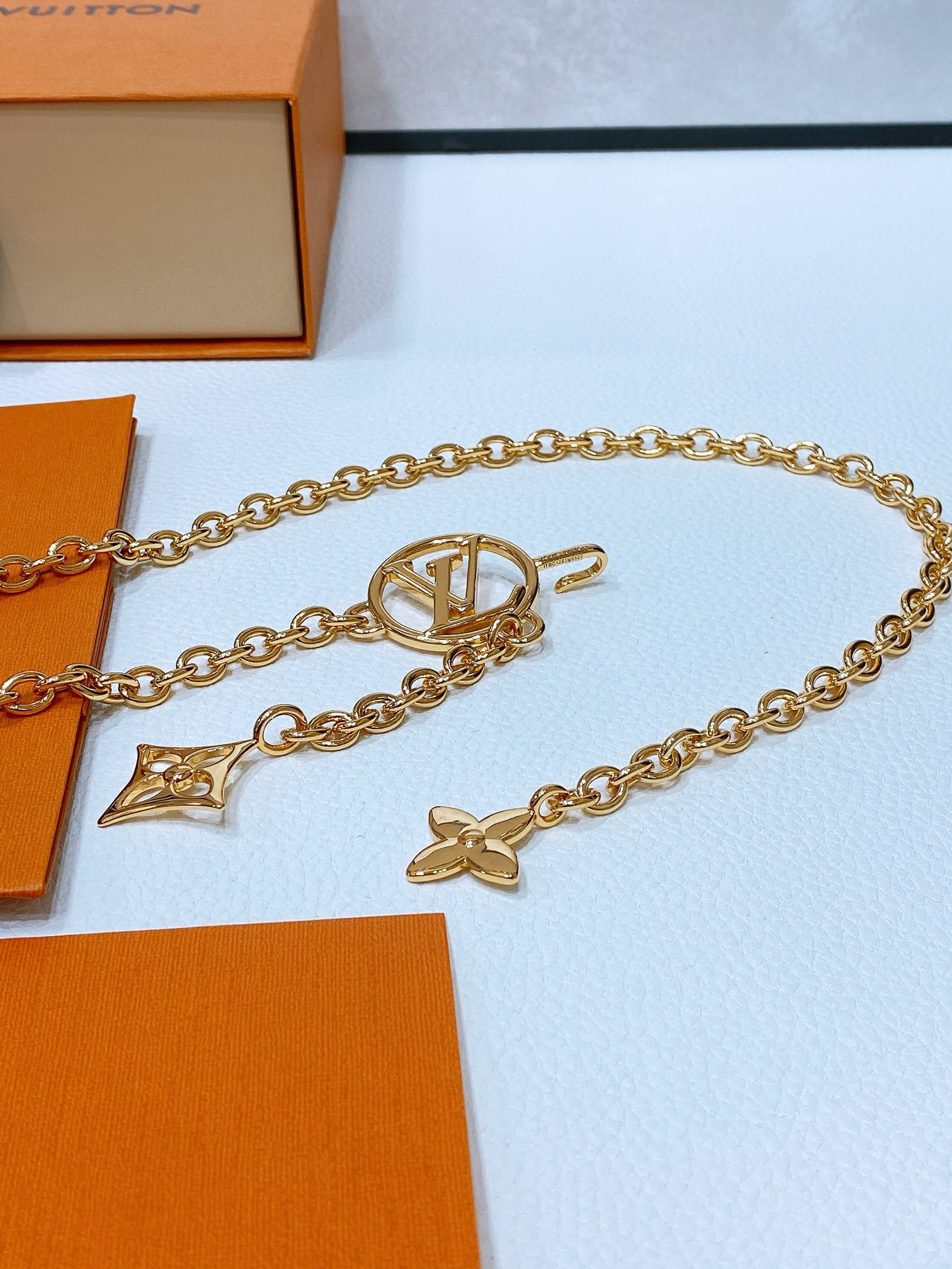 Louis Vuitton Iconic Gold-Tone Monogram Flower Chain Belt