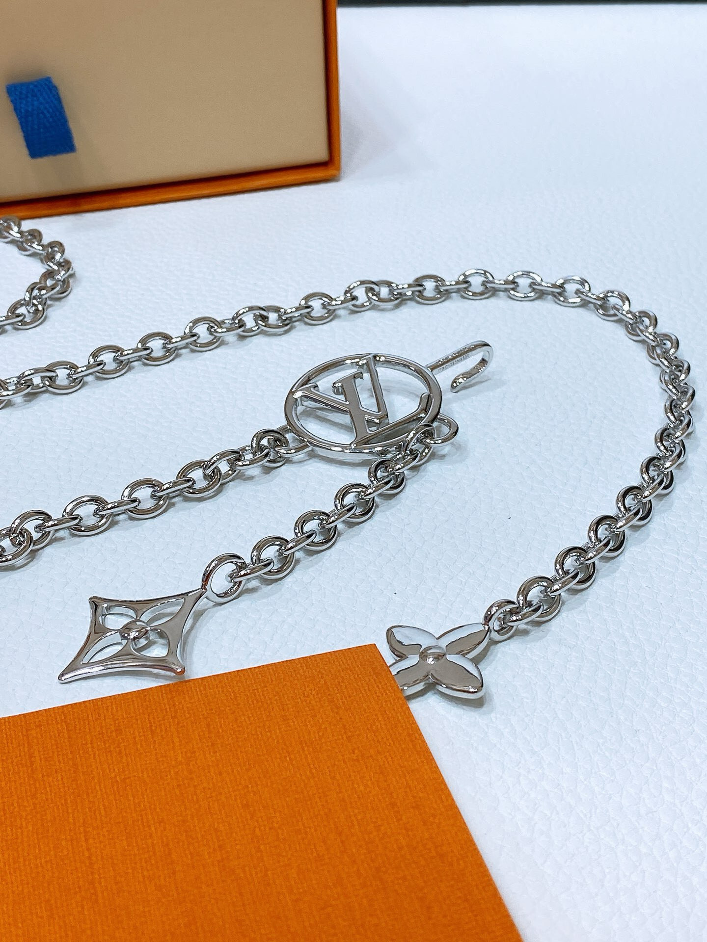 Louis Vuitton Silver Monogram Flower Iconic Waist Chain Belt