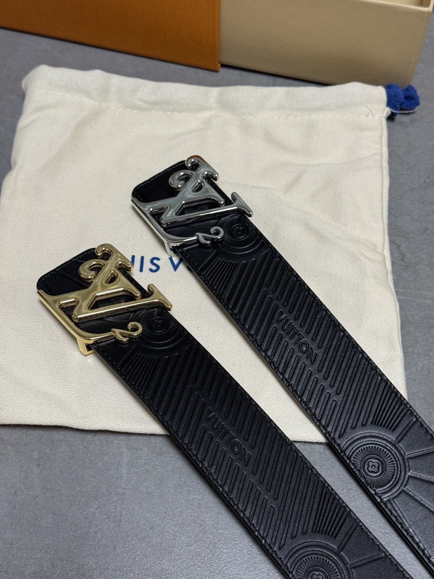 Louis Vuitton x NIGO LV2 Squared Belt in Black Embossed Leather