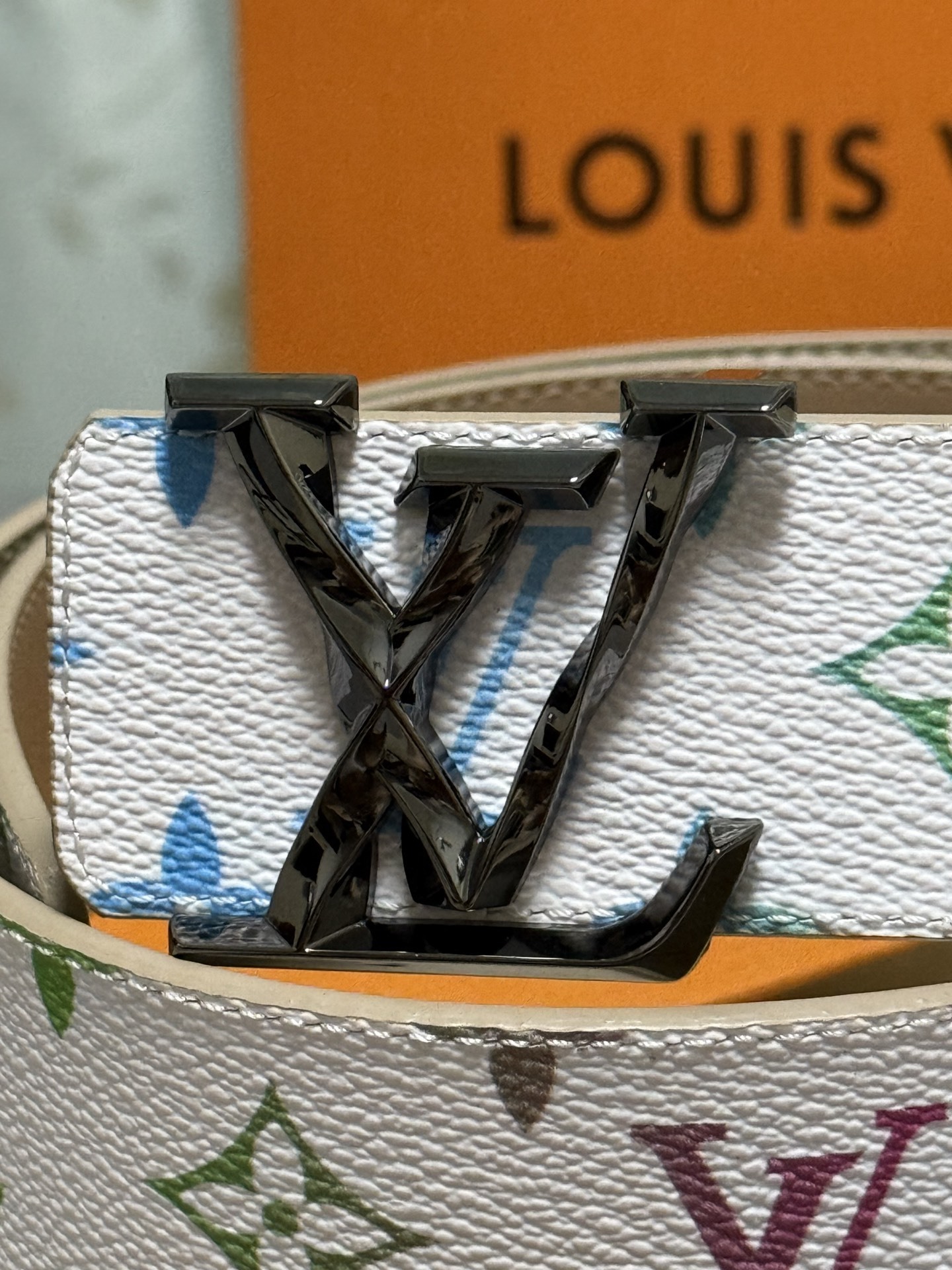 Louis Vuitton LV Initiales White Multicolored Monogram Belt