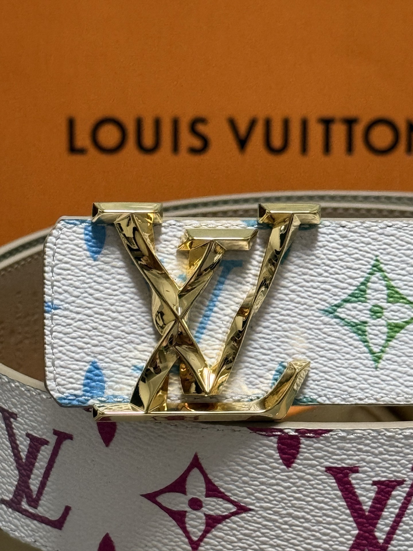 Louis Vuitton Monogram Multicolore Belt - White Canvas Gold Buckle