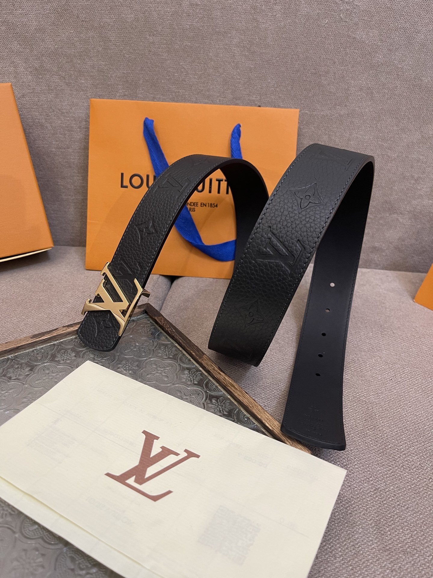 Louis Vuitton LV Initiales 40mm Belt - Black Monogram Leather Gold