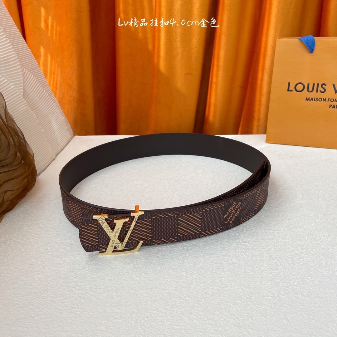 Louis Vuitton LV Initial Damier Ebene Belt Gold Buckle 40mm
