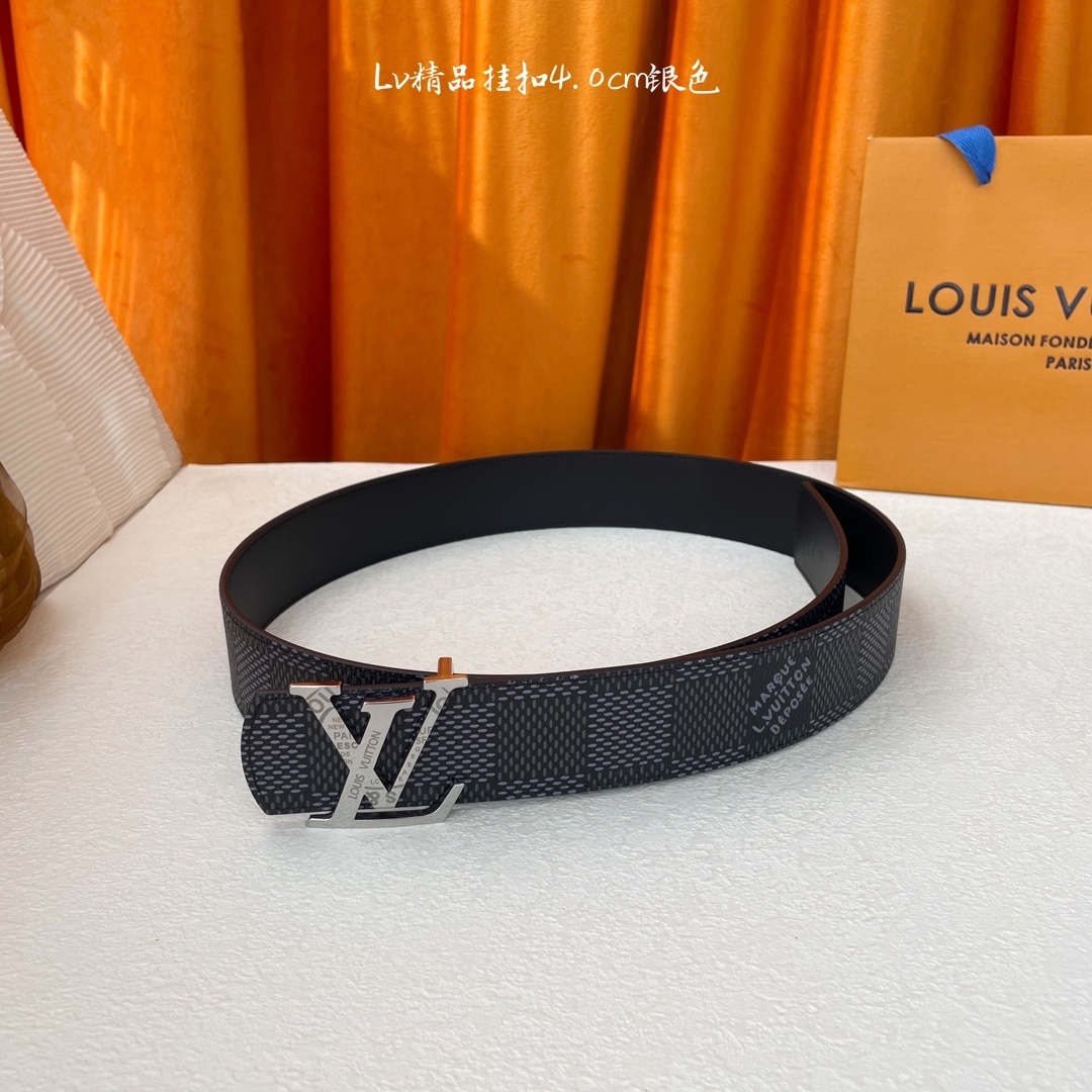 Louis Vuitton Men's Damier Graphite 40mm Belt - Silver LV Buckle
