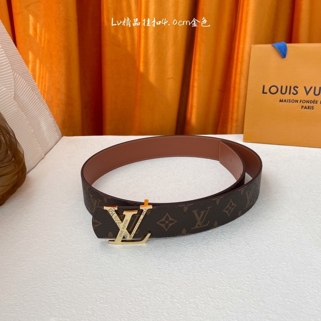 Louis Vuitton Men's Monogram Reversible Belt 40mm Gold Buckle
