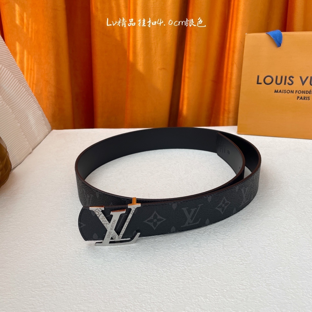 Louis Vuitton Men's Monogram Eclipse 40mm Belt - Silver LV Buckle