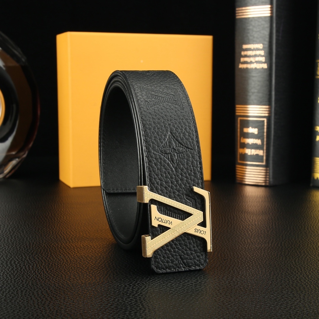 Louis Vuitton Men's Taurillon Leather Belt - LV Monogram Buckle