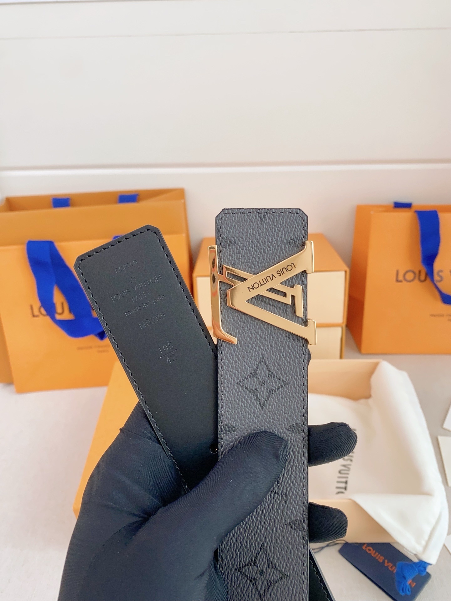 Louis Vuitton LV Initiales 40mm Belt - Gold Buckle Designer Leather