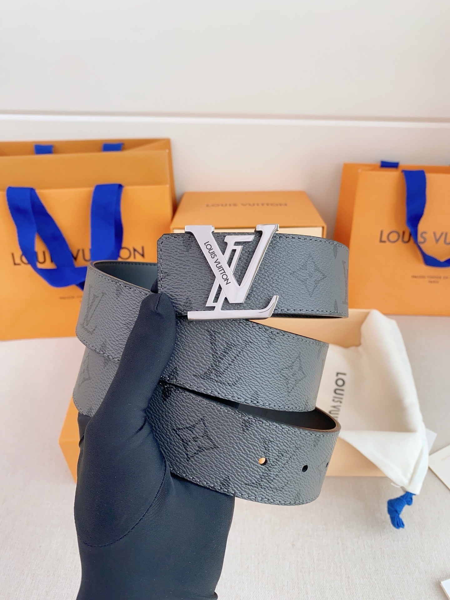 Louis Vuitton Men's LV Initial Monogram Eclipse 40mm Belt