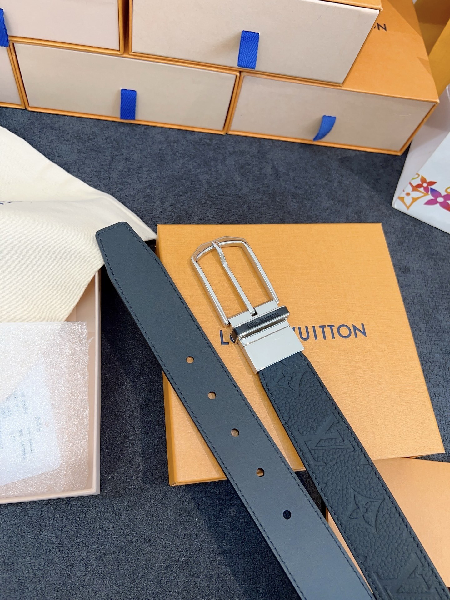 Louis Vuitton Monogram Shadow Leather Belt - Elegant Men's Accessory