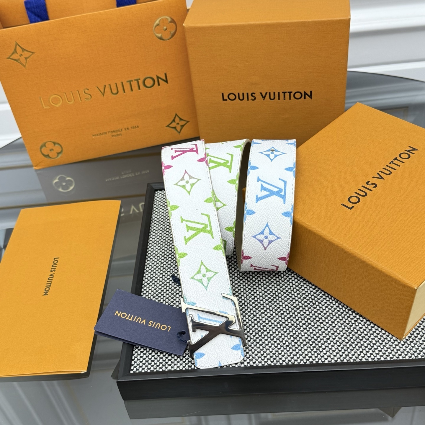 Louis Vuitton LV Initiales 40mm Belt - Monogram White Blue Green