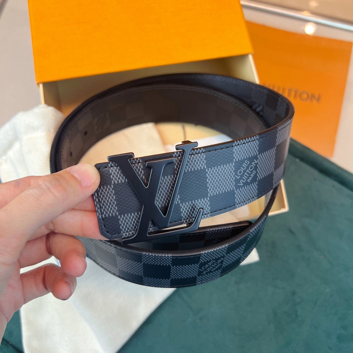 Louis Vuitton LV Initiales 40mm Damier Graphite Belt - Matte Black