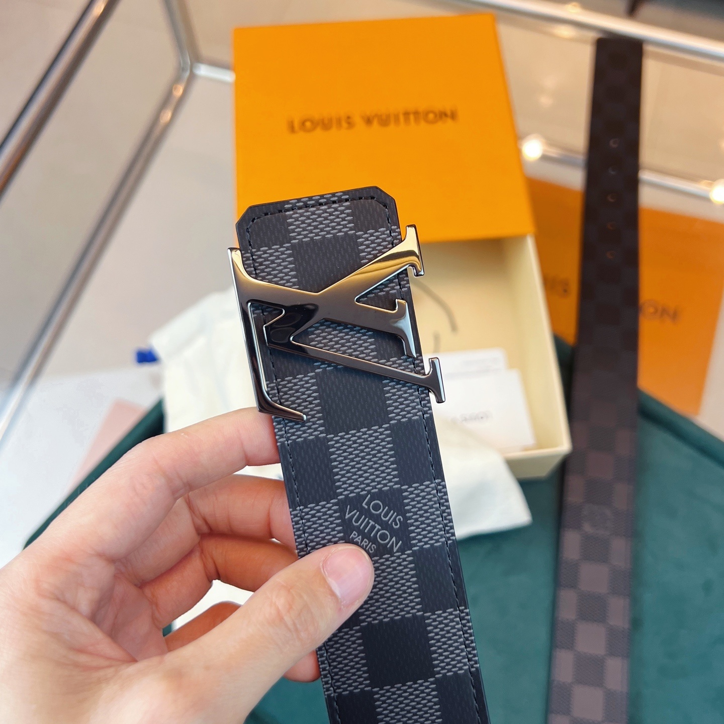 Louis Vuitton Men's LV Initiales Belt in Damier Graphite Canvas