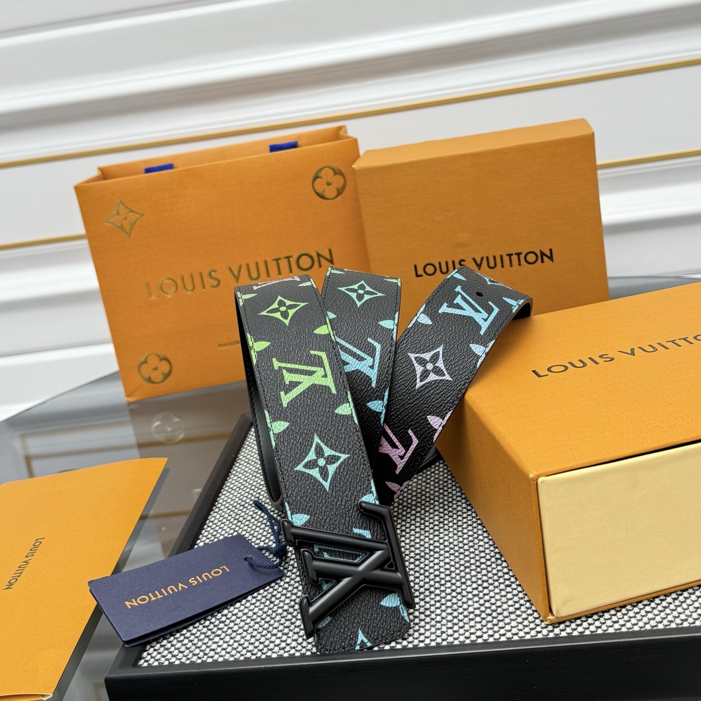 Louis Vuitton LV Initiales 40mm Belt - Monogram Blue Green Illusion