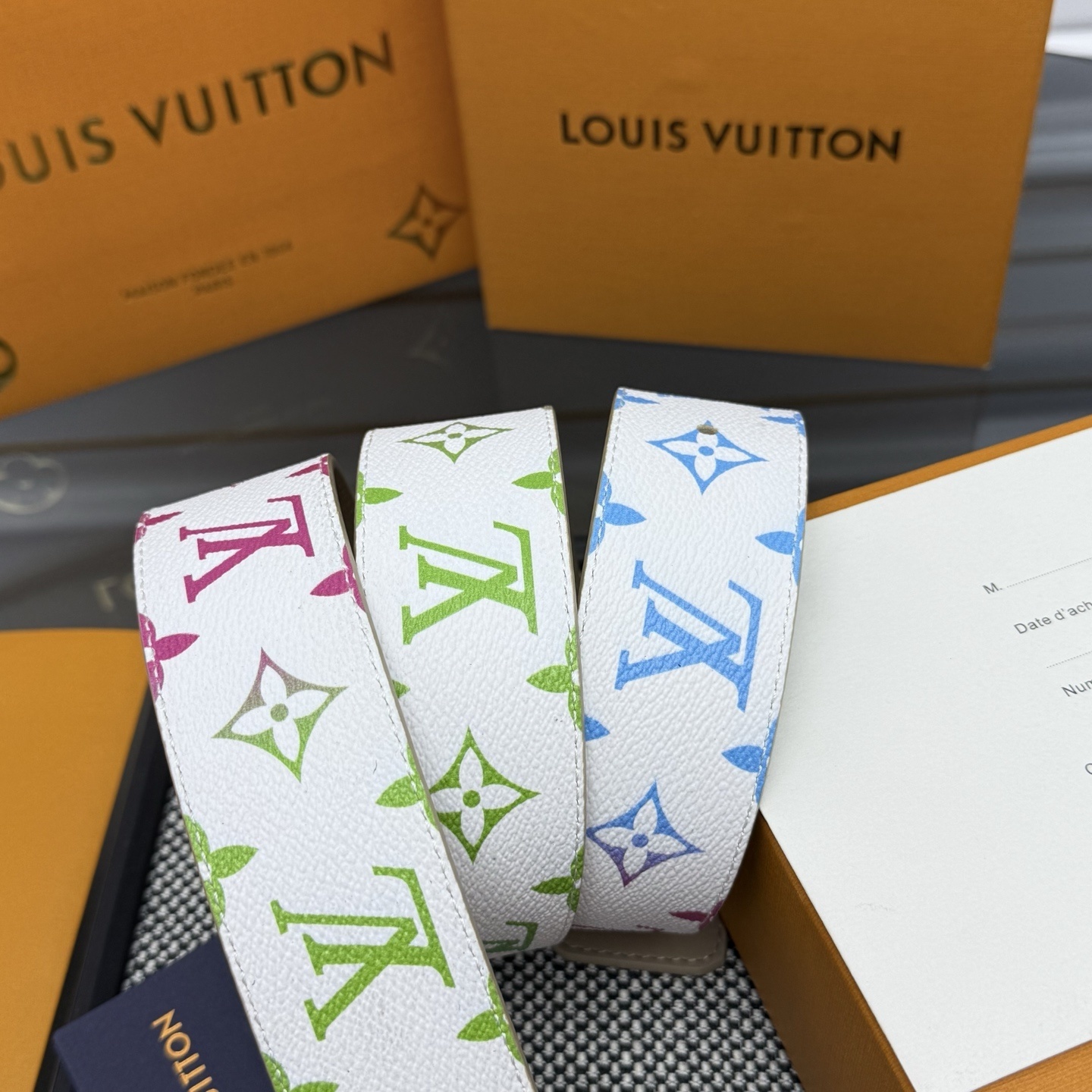 Louis Vuitton LV Initiales Monogram Multicolor Belt White Gold