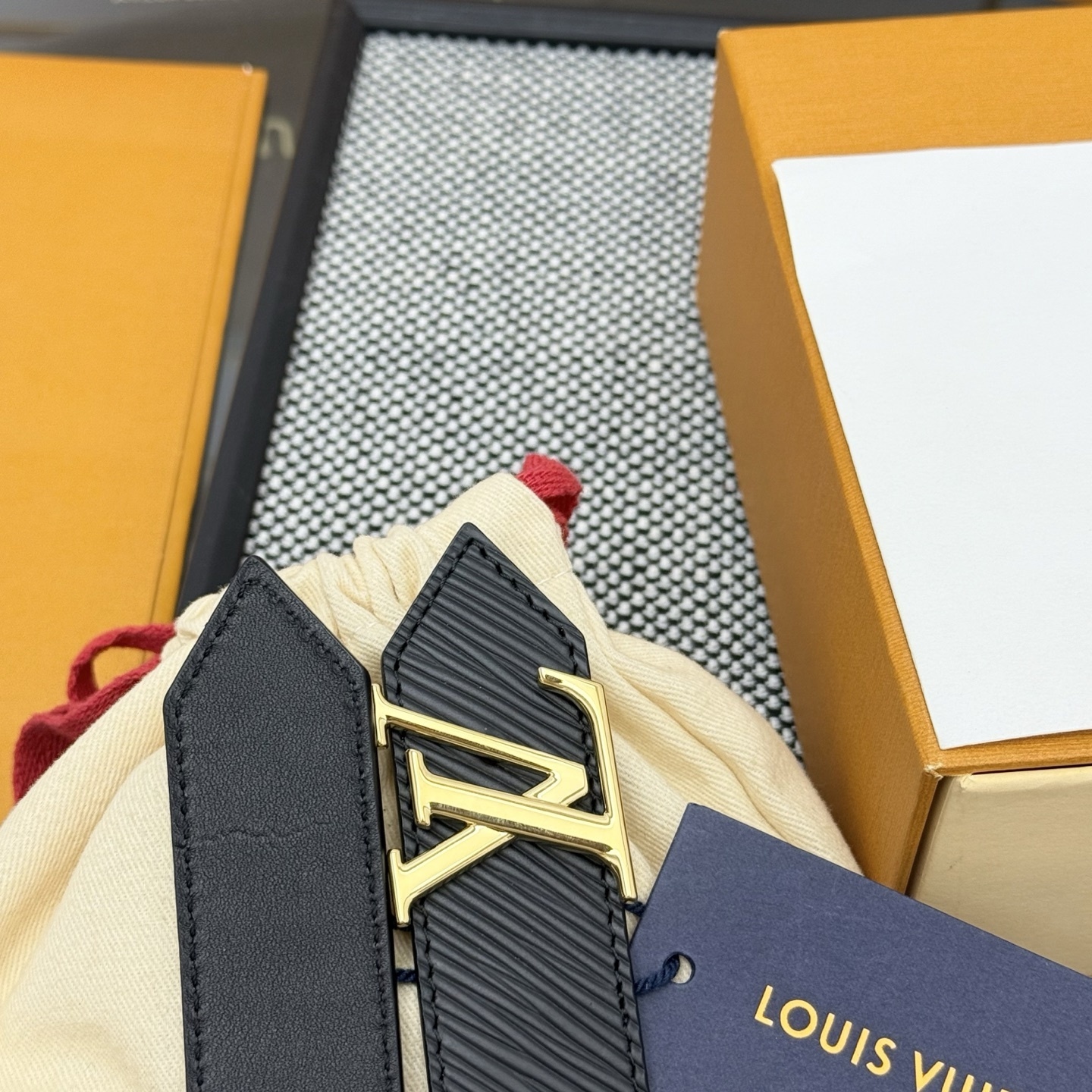 Louis Vuitton LV Initiales Epi Leather Belt Gold Buckle Black