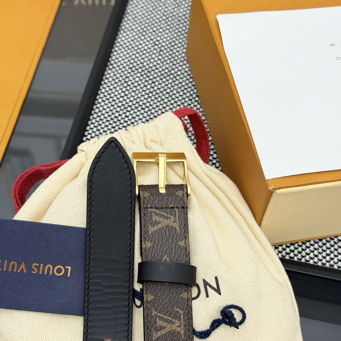 Louis Vuitton Monogram Canvas Belt with Gold-Tone Buckle