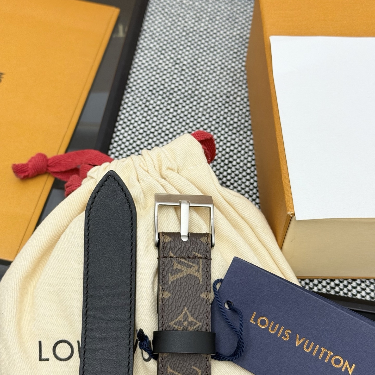 Louis Vuitton Monogram Canvas Belt with Silver Buckle - Classic Brown